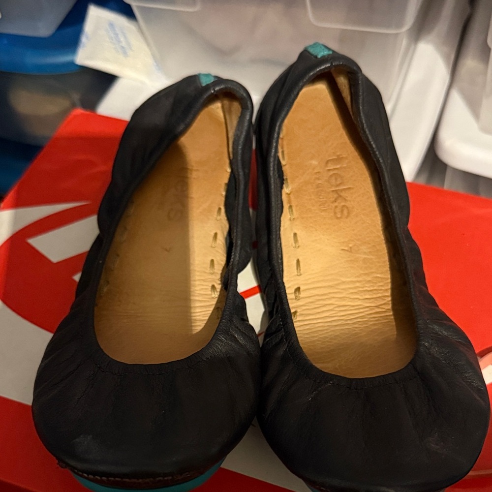 Tieks Black Leather Flats